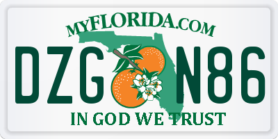FL license plate DZGN86
