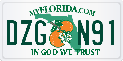 FL license plate DZGN91