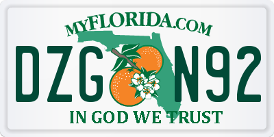 FL license plate DZGN92