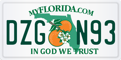 FL license plate DZGN93