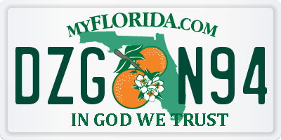 FL license plate DZGN94