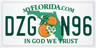 FL license plate DZGN96