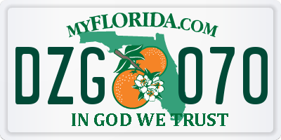 FL license plate DZGO70