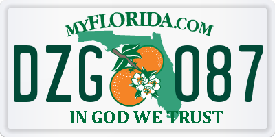 FL license plate DZGO87