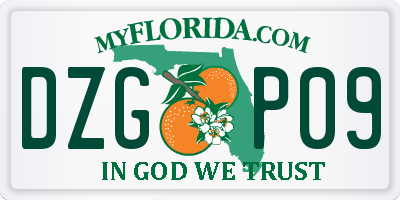 FL license plate DZGP09