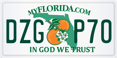 FL license plate DZGP70