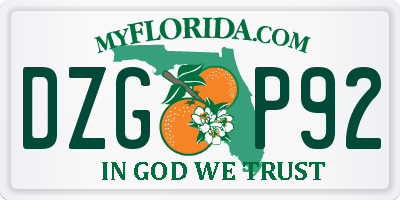 FL license plate DZGP92