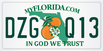 FL license plate DZGQ13