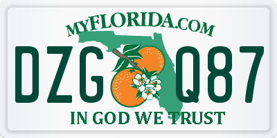 FL license plate DZGQ87