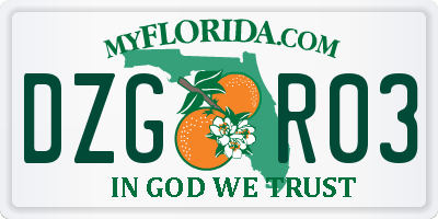 FL license plate DZGR03