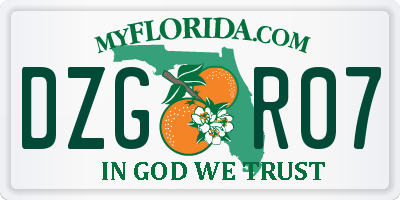 FL license plate DZGR07
