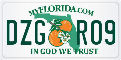 FL license plate DZGR09
