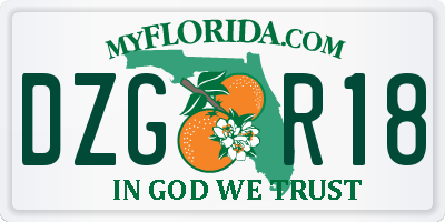 FL license plate DZGR18