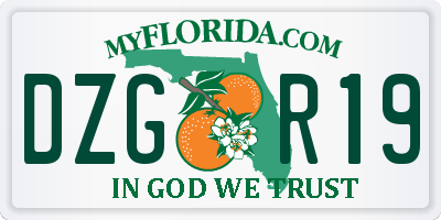 FL license plate DZGR19