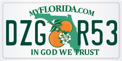 FL license plate DZGR53