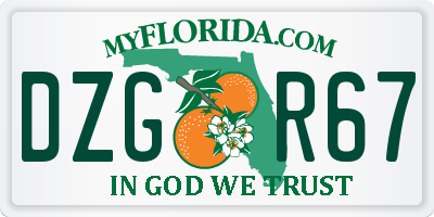 FL license plate DZGR67