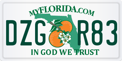 FL license plate DZGR83