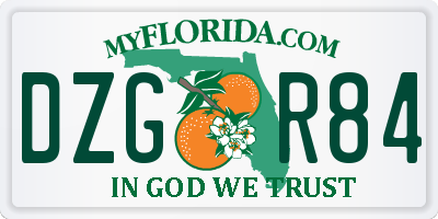 FL license plate DZGR84