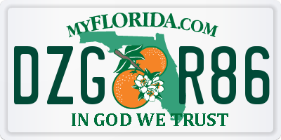 FL license plate DZGR86