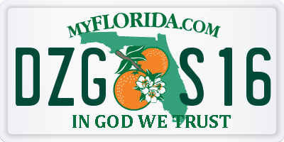 FL license plate DZGS16