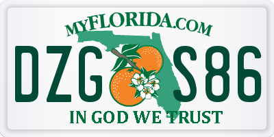 FL license plate DZGS86