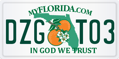 FL license plate DZGT03
