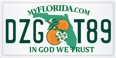 FL license plate DZGT89