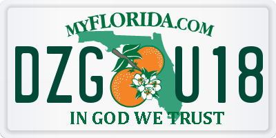 FL license plate DZGU18