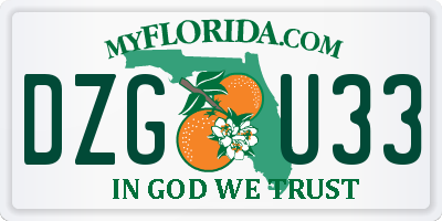 FL license plate DZGU33