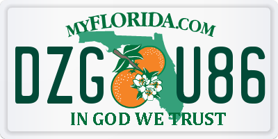 FL license plate DZGU86