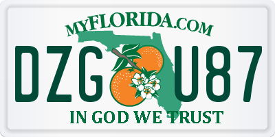 FL license plate DZGU87