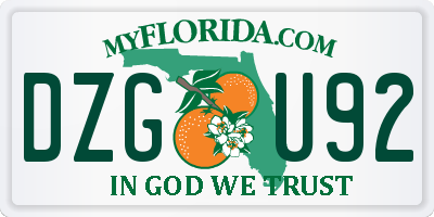 FL license plate DZGU92