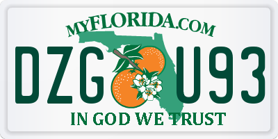 FL license plate DZGU93
