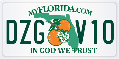 FL license plate DZGV10