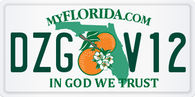 FL license plate DZGV12