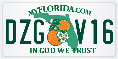 FL license plate DZGV16