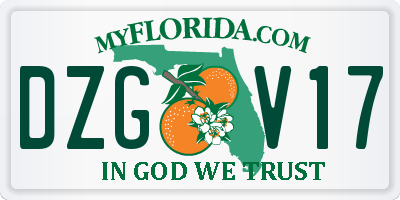 FL license plate DZGV17