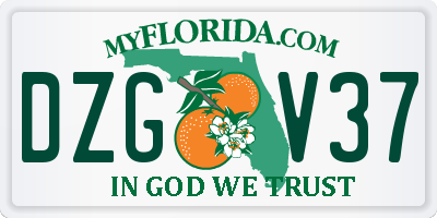 FL license plate DZGV37