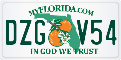 FL license plate DZGV54
