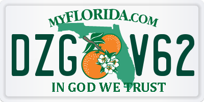 FL license plate DZGV62