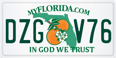 FL license plate DZGV76