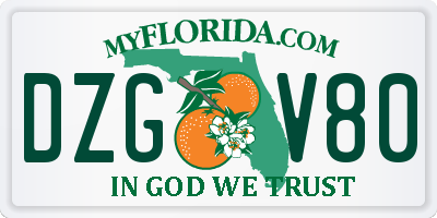 FL license plate DZGV80