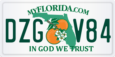 FL license plate DZGV84