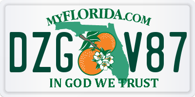 FL license plate DZGV87