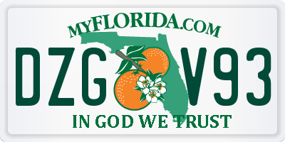 FL license plate DZGV93