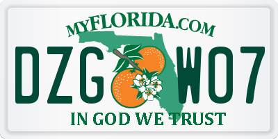 FL license plate DZGW07