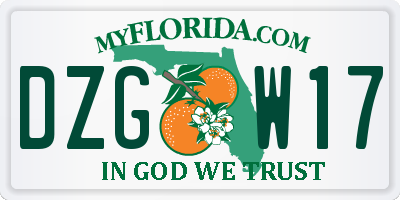 FL license plate DZGW17
