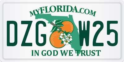 FL license plate DZGW25