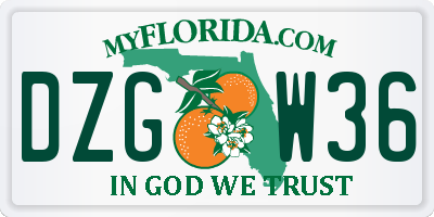 FL license plate DZGW36