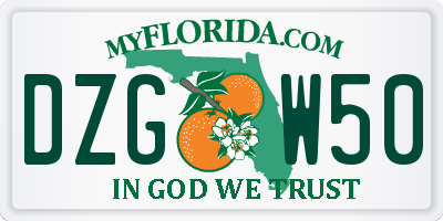 FL license plate DZGW50